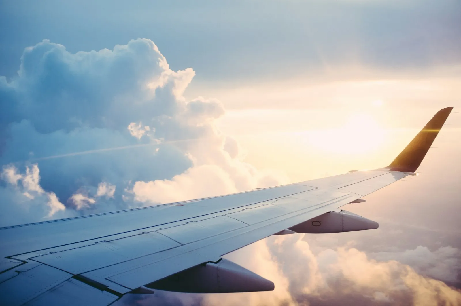 View down an airplane cabin from a window seat on a long-haul flight