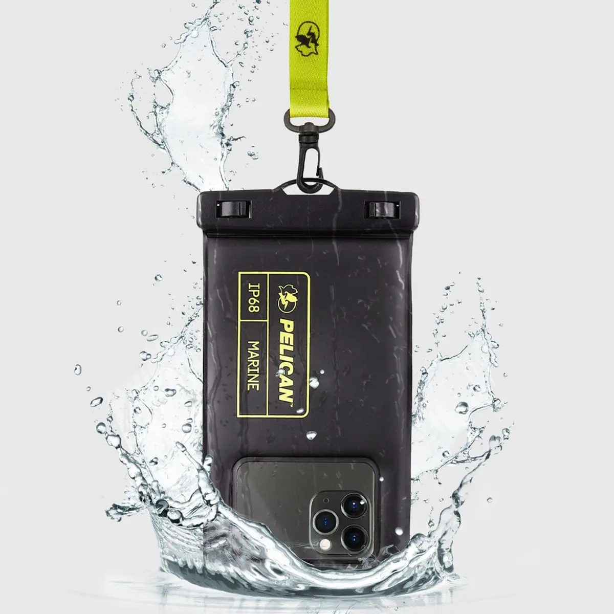 Pelican Marine Waterproof Floating Pouch in black and hi-vis yellow