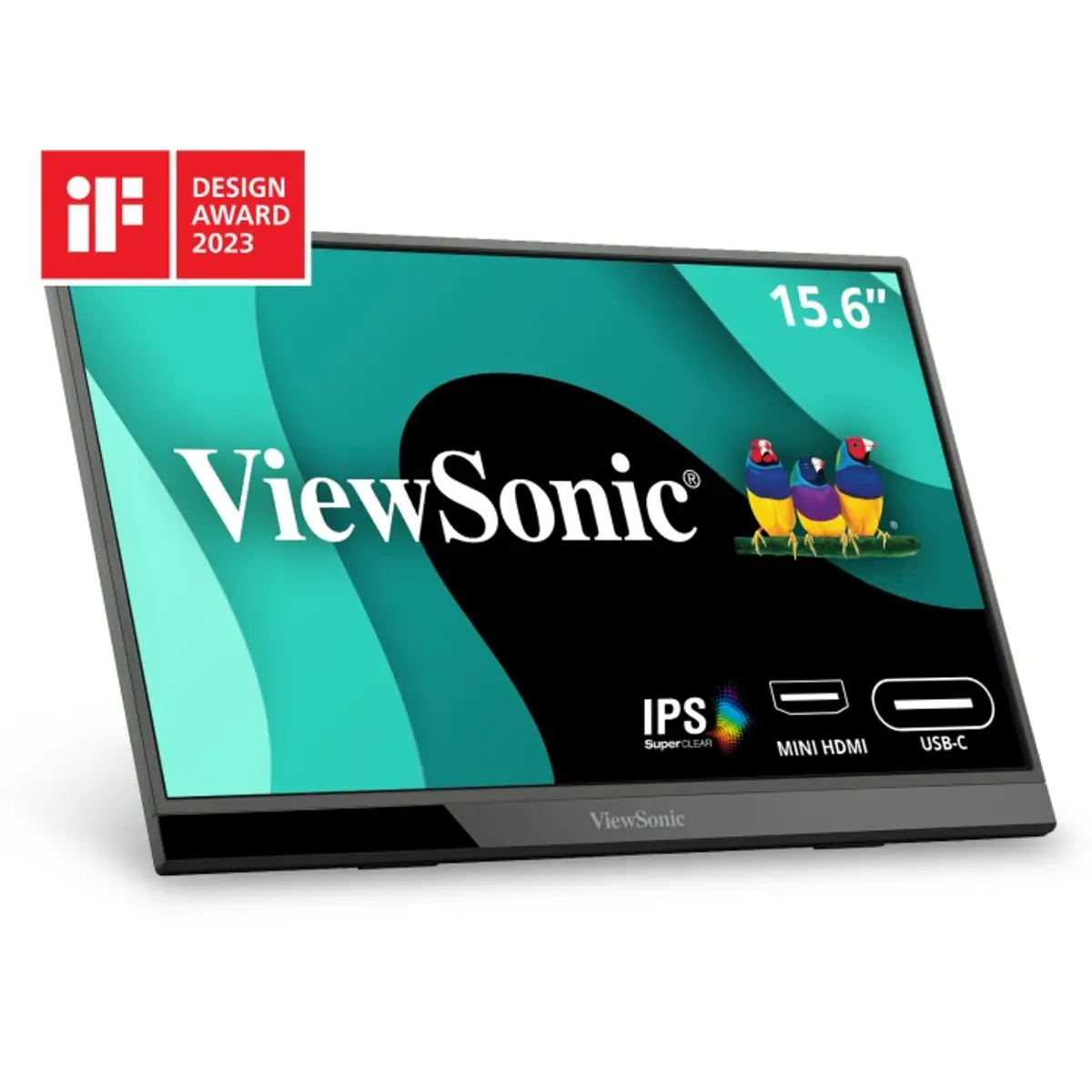 ViewSonic VX1655 15.6-inch portable monitor, ultra-slim, shown angled